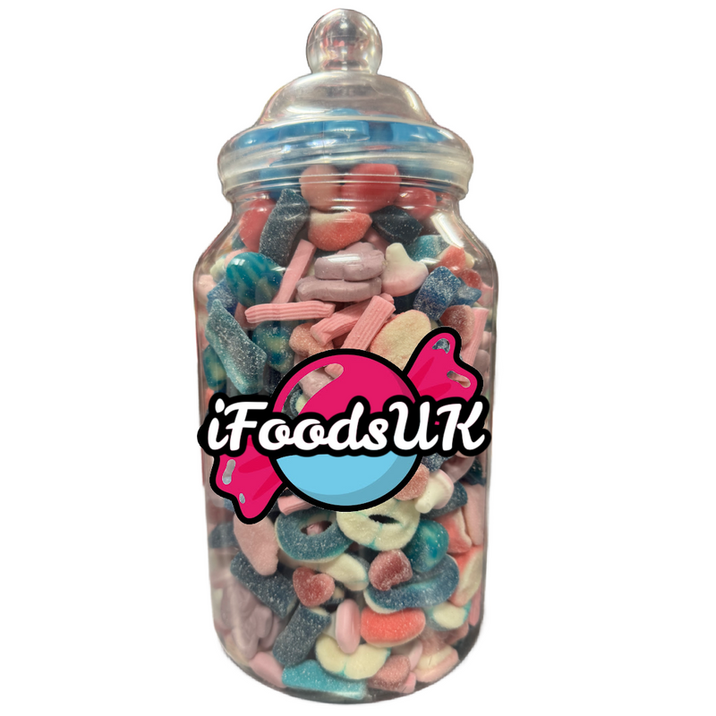 Pink & Blue Fizzy & Gummy Sweets Jars