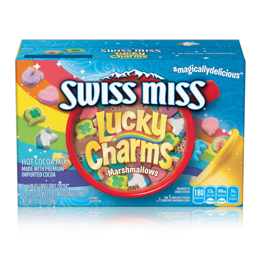 Image Swiss Miss Milk Chocolate Hot Cocoa Mix with Lucky Charms Marshmallows