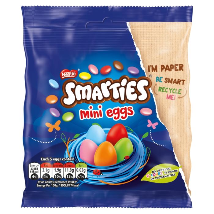 Smarties Milk Chocolate Mini Eggs Pouch 80g