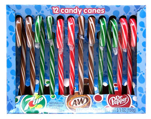 7UP, A&W & Dr Pepper Candy Canes 150g