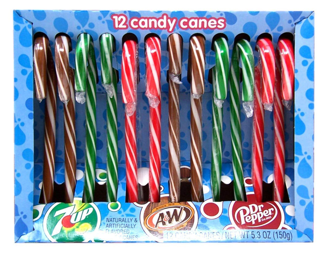 7UP, A&W & Dr Pepper Candy Canes 150g