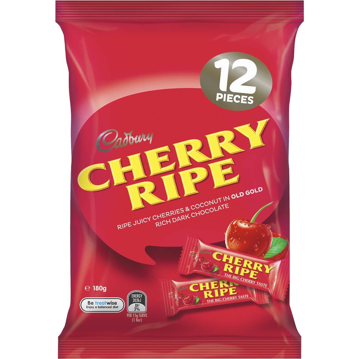 Cadbury Cherry Ripe Sharepack 180g - Best Before 14th March 2025