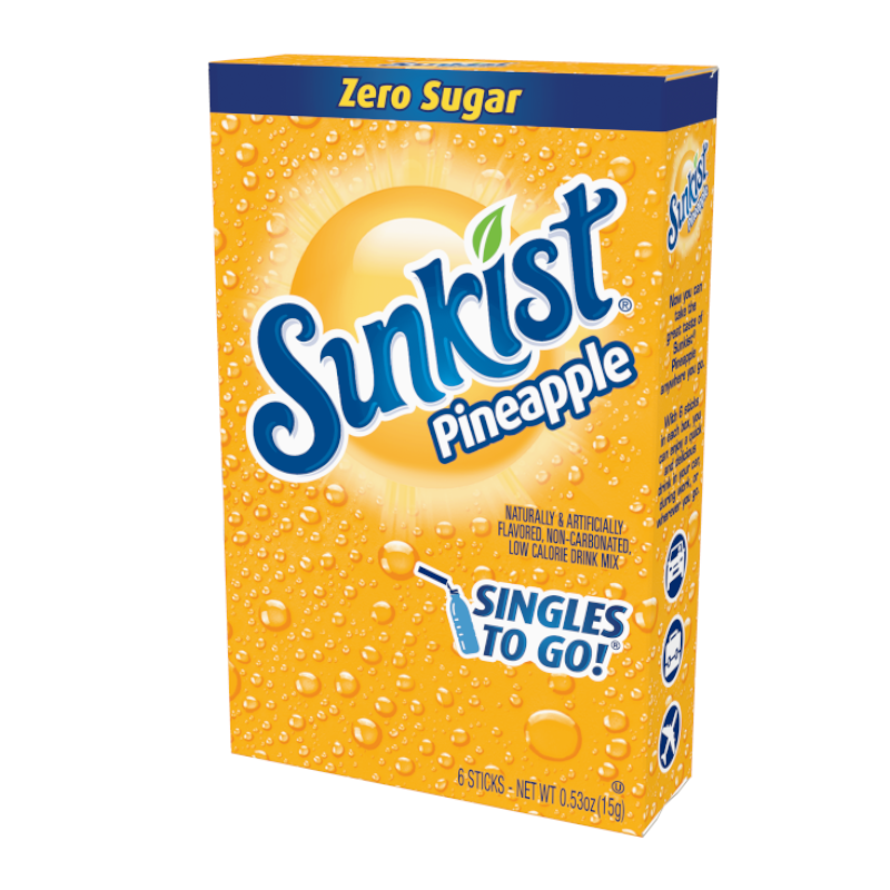 Sunkist Pineapple Zero Sugar Singles to Go 16g