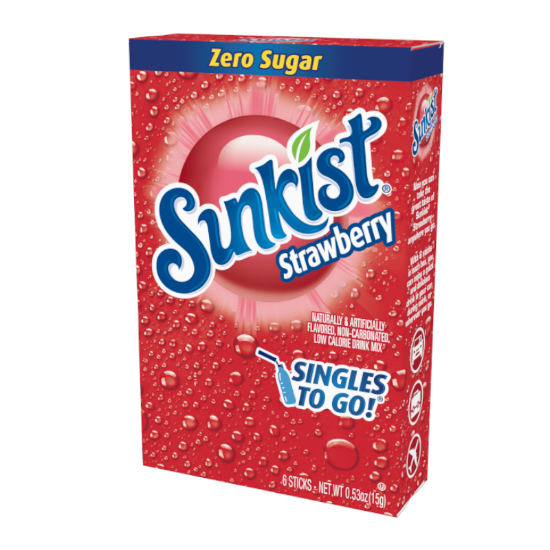 Sunkist Strawberry Soda Zero Sugar Singles to Go 16g