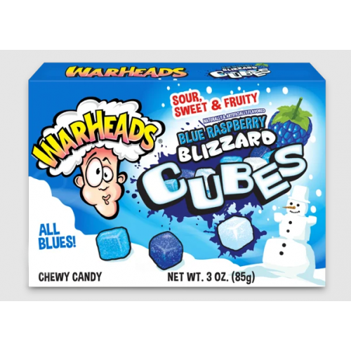 Warheads Blue Raspberry Blizzard Cubes Theatre Box 85g