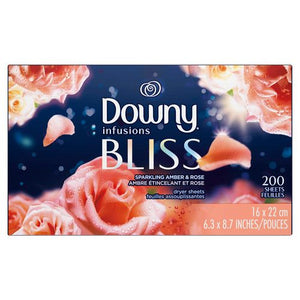 Downy Infusions Dryer Sheets Bliss Sparkling Amber & Rose 200 Pack