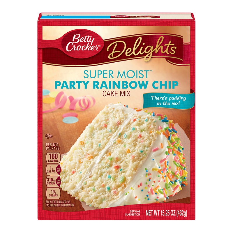 Betty Crocker Delights Super Moist Rainbow Party Chip Cake Mix 432g