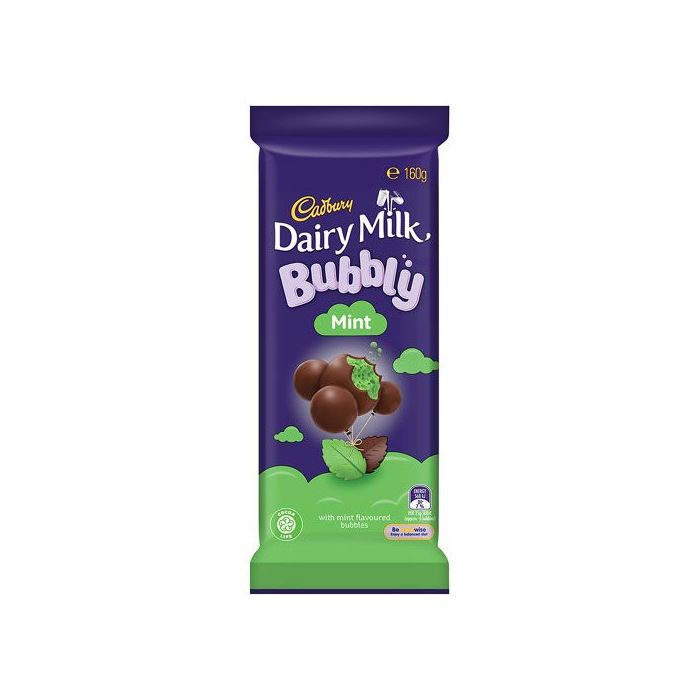 Cadbury Bubbly Mint Chocolate Block 160g