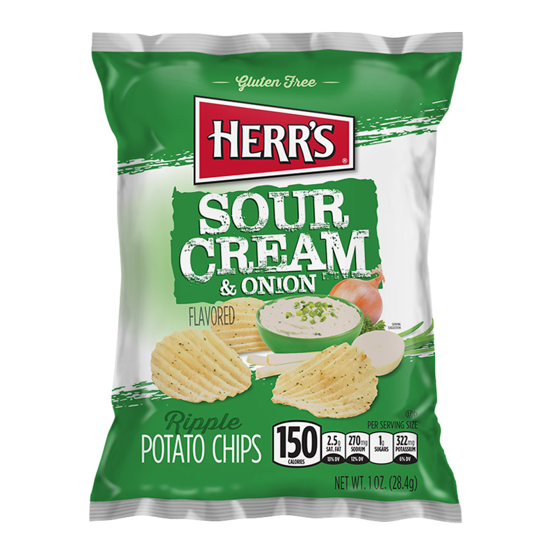 Herr's Sour Cream & Onion Ripples Potato Chips 28g
