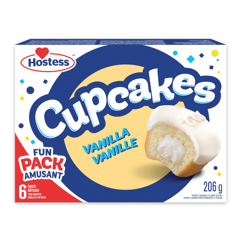 Hostess Vanilla Cupcakes Fun Pack 6 Pack 206g