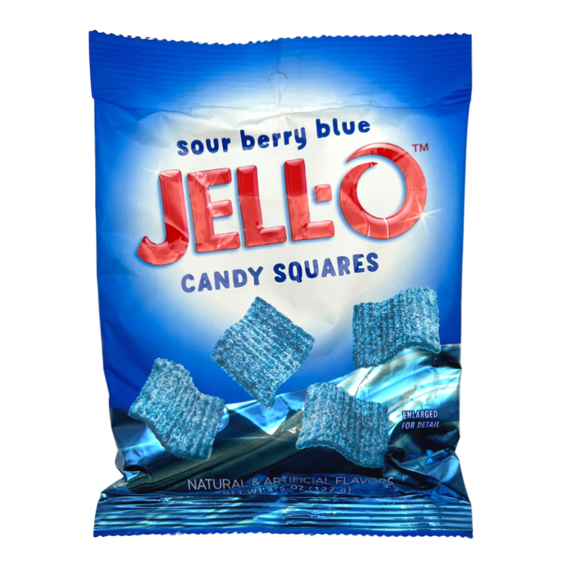 Jell-O Sour Berry Candy Squares Peg Bag 127g - Best Before August 2023