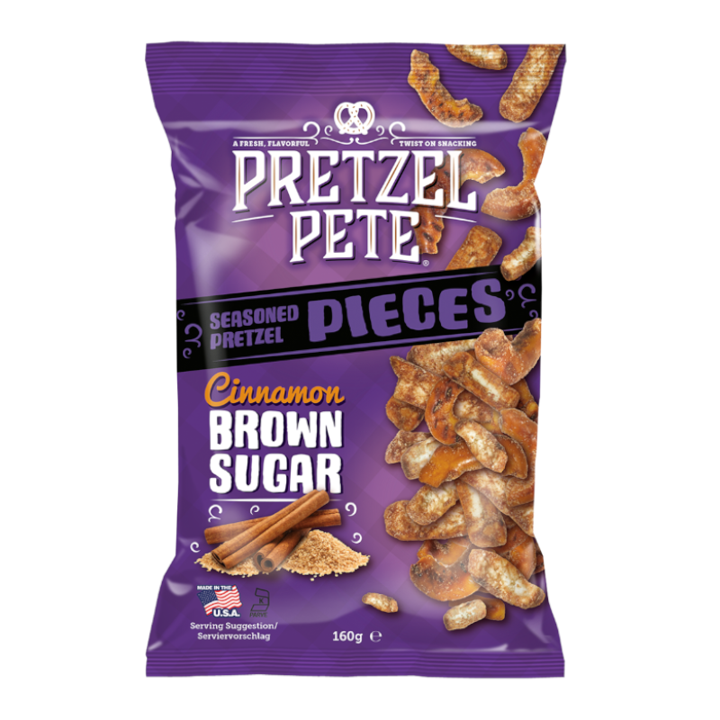 Pretzel Pete Cinnamon Brown Sugar Seasoned Pretzel Pieces 160g