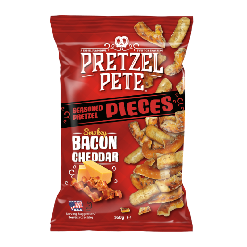 Pretzel Pete Smoky Bacon Cheddar Seasoned Pretzel Pieces 160g