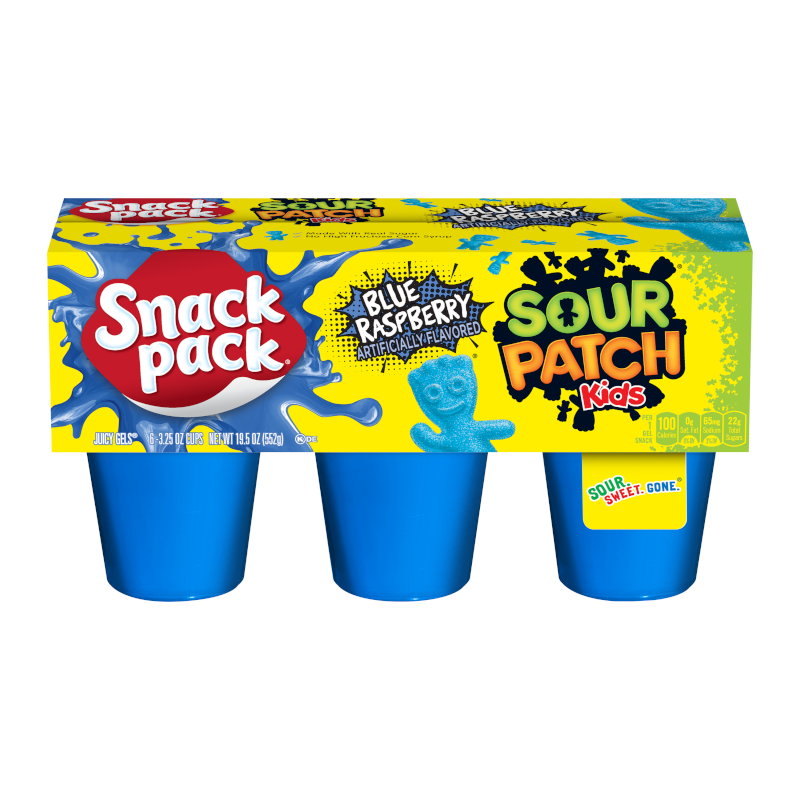 Snack Pack Sour Patch Kids Blue Raspberry Jelly 6 Cups 552g
