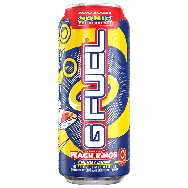 G Fuel Sonic the Hedgehog Peach Ring Candy Zero Sugar Energy Drink 473ml